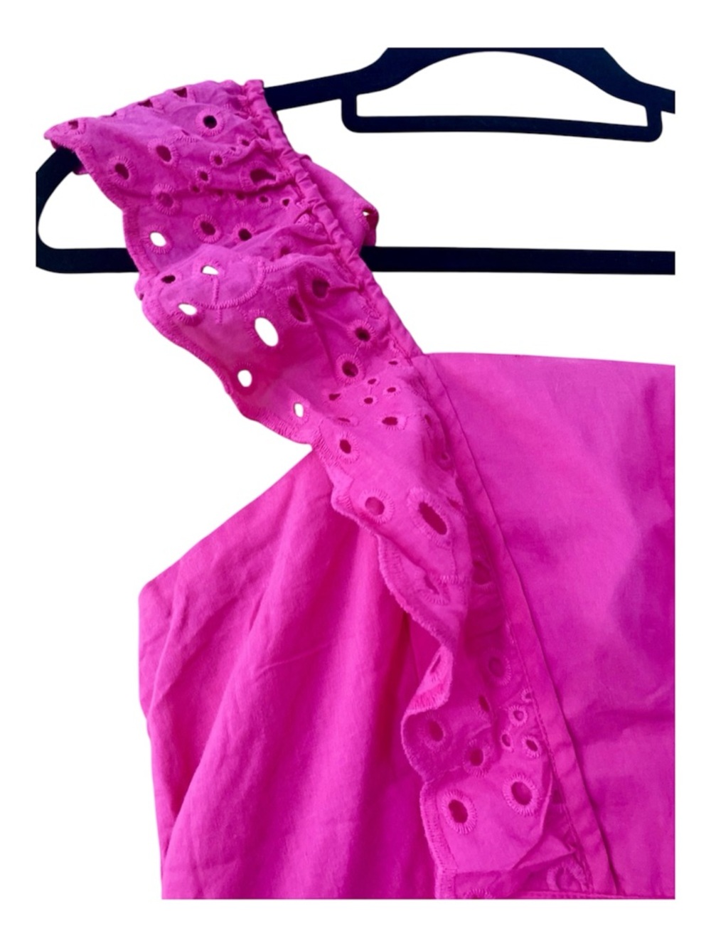 Banana Republic Factory Pink Eyelet Ruffle Tank Top XS 100% Cotton Peplum Blouse - Picture 2 of 10